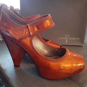 funky Shiny Orange open toe pump